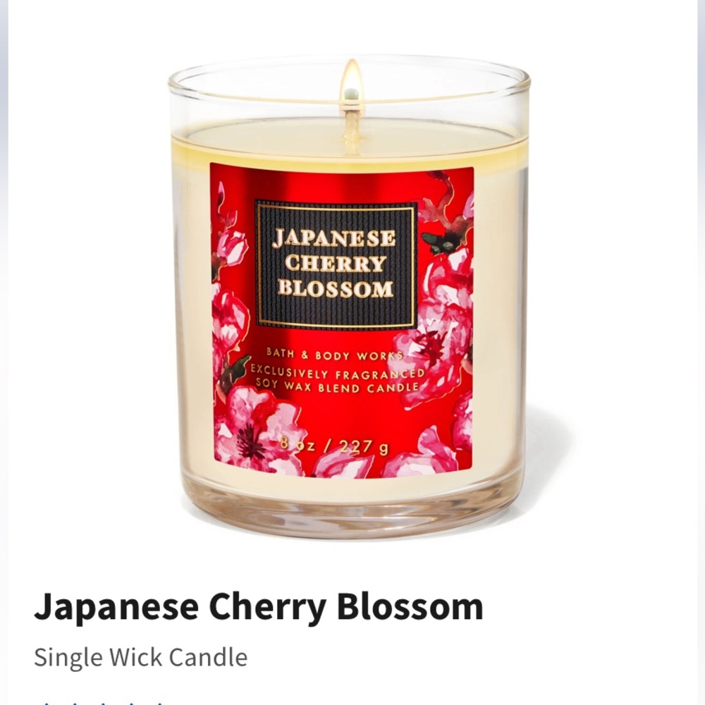 “JAPANESE CHERRY BLOSSOM” by BBW/WB, 8-oz / 227 g, Single Wick Candle, NWT base